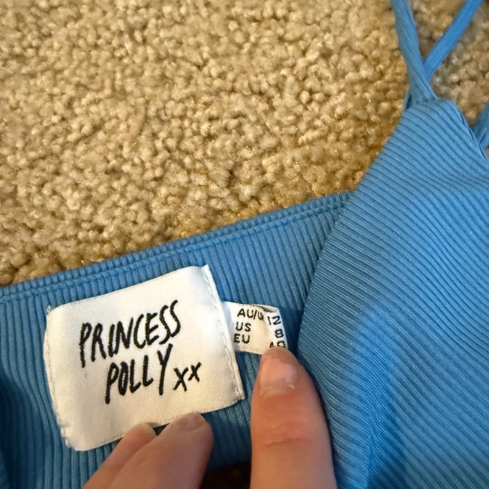Princess Polly Sky Blue Ribbed Cutout One-Piece - Picture 4 of 5